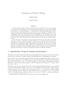 Invariance in Property Testing - The Faculty of Mathematics and