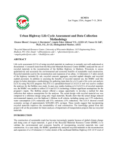 Urban Highway Life Cycle Assessment and Data Collection