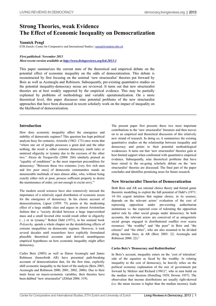 The Effect of Income Inequality on Economic