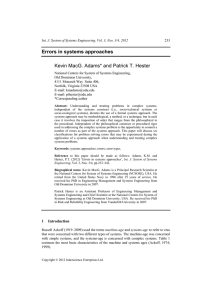 Errors in systems approaches Kevin MacG. Adams* and Patrick T