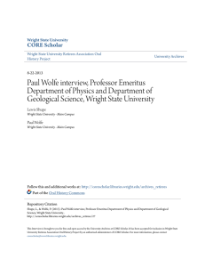 Paul Wolfe interview, Professor Emeritus Department of Physics and