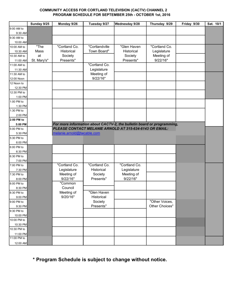 * Program Schedule is subject to change without notice.