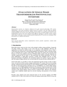 evaluation of single phase transformerless photovoltaic inverters