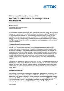 Press Conference 2014: LeaXield™ active filter for leakage current