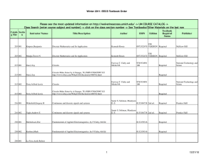 Winter 2011: EECS Textbook Order 1 12/21/10 Catalo g Nbr Sectio