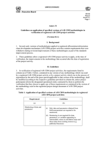 Guidelines on application of specified versions of A/R CDM
