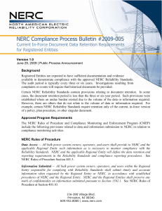 Compliance Process Bulletin #2009-005