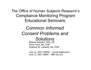 The Office of Human Subjects Research`s Compliance Monitoring