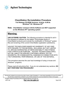 ChemStation Re-Installation Procedure