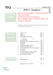 Operator manual MANUAL INDEX Appendices