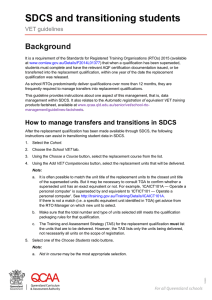SDCS and transitioning students: VET guidelines
