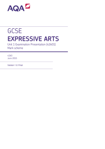 GCSE Expressive Arts Mark scheme Unit 01 - Examination