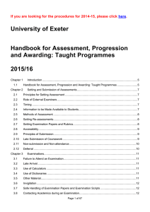 University of Exeter Handbook for Assessment