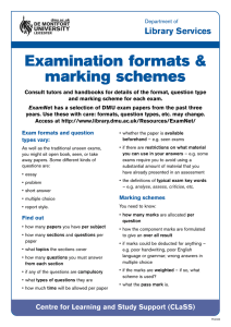 Examination formats and marking schemes