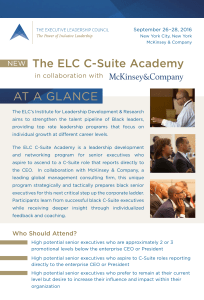 The ELC C-Suite Academy AT A GLANCE