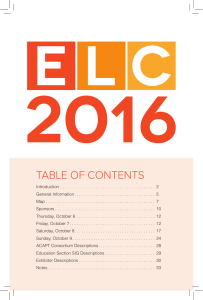 TABLE OF CONTENTS - Education Section
