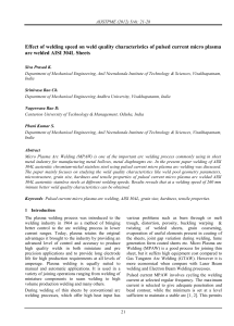 Effect of welding speed on weld quality characteristics of pulsed