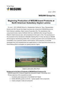 Beginning Production of MISUMI-brand Products at North American