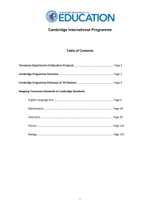 Cambridge International Programme Table of Contents