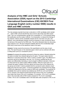 (GSA) report on the 2015 Cambridge International Examinations