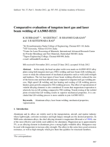 Comparative evaluation of tungsten inert gas and laser beam