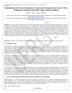 Optimization of Process Parameters of Activated Tungsten Inert Gas