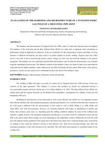 evaluation of the hardness and microstructure of a tungsten inert gas