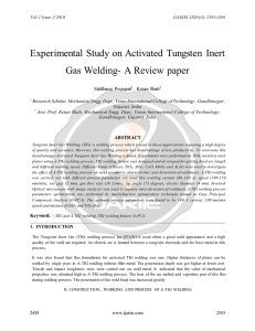 Experimental Study on Activated Tungsten Inert Gas Welding