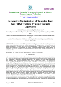 Parametric Optimization of Tungsten Inert Gas (TIG