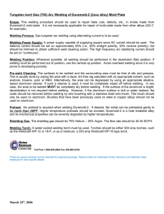 Tungsten Inert Gas (TIG) Arc Welding of Duramold