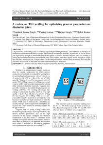 A review on TIG welding for optimizing process parameters