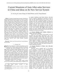 Current Situations of Auto After-sales Services in China and Ideas