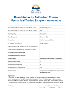Board/Authority Authorised Course Mechanical Trades Sampler