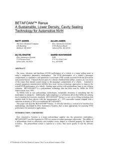 BETAFOAM™ Renue A Sustainable, Lower Density, Cavity Sealing