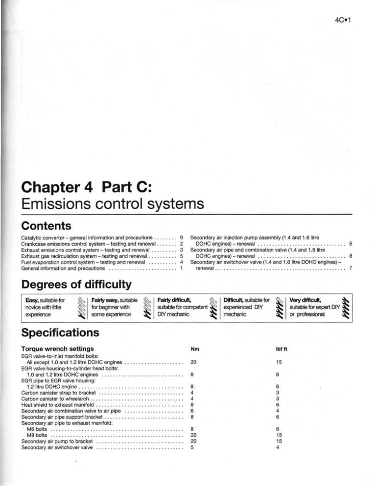 Chapter 4 Part C Emissions control systems