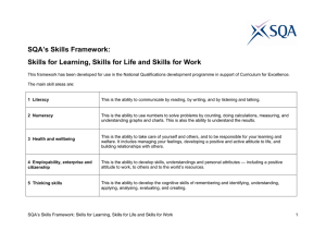 Skills for Learning, Skills for Life and Skills for Work Framework