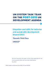Education and skills for inclusive and sustainable development