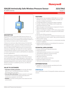 ISA100 Intrinsically Safe Wireless Pressure Sensor