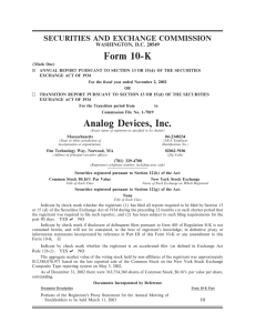 Form 10-K Analog Devices, Inc.