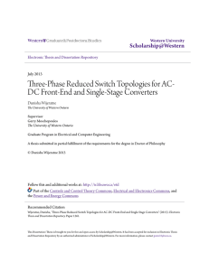 Three-Phase Reduced Switch Topologies for AC-DC Front