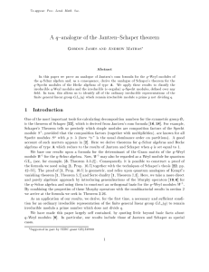 A q{analogue of the Jantzen{Schaper theorem 1 Introduction