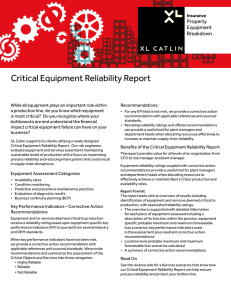 Critical Equipment Reliability Report