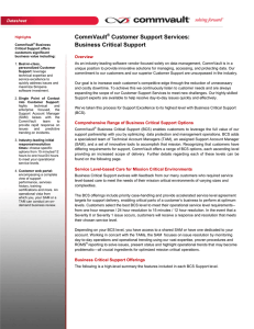 CommVault Customer Support Services: Business Critical Support