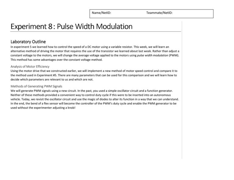 pulse width modulation experiment