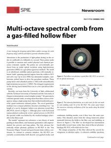 Multi-octave spectral comb from a gas-filled hollow fiber