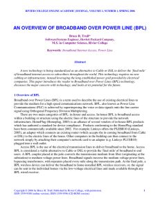 an overview of broadband over power line (bpl)