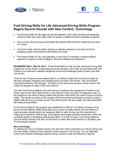 Ford Driving Skills for Life Advanced Driving Skills Program Begins