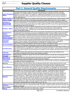 POC Supplier Quality Assurance Clauses