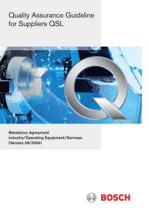 Quality Assurance Guideline for Suppliers QSL