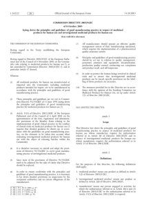 COMMISSION DIRECTIVE 2003/94/EC of 8 October 2003 laying